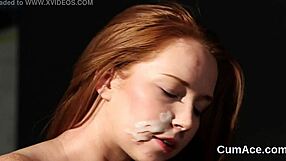 Sexy Centerfold Takes Cumshot on Face While Eating Every Drop