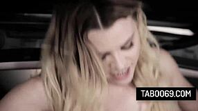 Blonde teen Aubrey fucks instructor outdoors