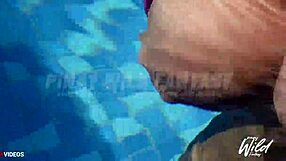 Busty Filipina wife relaxes outdoors by the pool. She enjoys the sun on her skin.