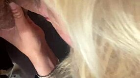 blonde milf gives custom handjob and blowjob for cumshot