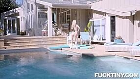 Little Lola Fae in reality bent over, cowgirl riding, cumshot on small tits