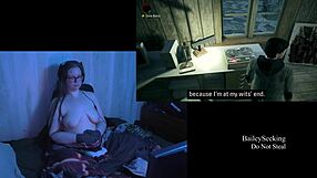 naked brunette bbw with big tits in alan wake playthrough!