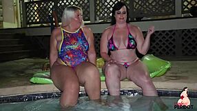 Sexy Big Booty Friends Lick Pussy Poolside