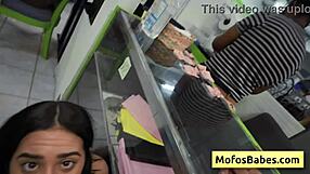 Petite brunette teen 18+ SUCKS cock in PUBLIC laundromat - nikki mars jason legend