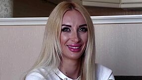 Blonde bombshell auditions for porn role, stripping down to reveal her big tits and ass in this casting interview