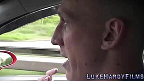 Inked british babe with glasses sucks monster cock of pornstar luke hardy