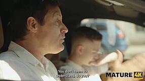 mature brunette cougar seduces with cheating wife vibes.