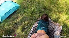 alisa lovely's risky lake sex ends with cum in panties