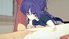 yuuka spreads her thicc thighs wide in 3d hentai