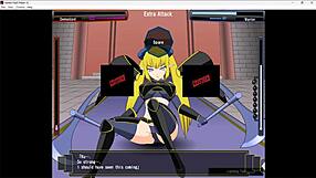 Naked girl overthrows great demoness in hentai game finale