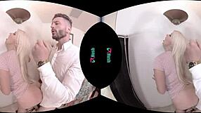 layla price rides hard in virtual reality, her big blonde tits bouncing wildly