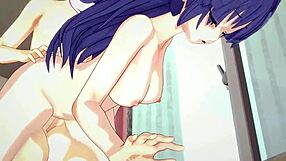 yuuka spreads her thicc thighs wide in 3d hentai