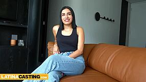 Cute 18yo Latina deepthroats gringo in casting interview.