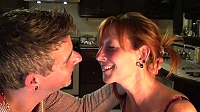 cute canadian redhead couple in kitchen
