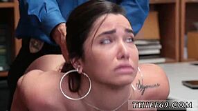 Aroused teen in police uniform engages in dirty fucking during apparel theft