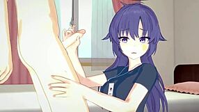 yuuka spreads her thicc thighs wide in 3d hentai