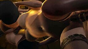 Финал Фэнтези: Скарлет трахнута Тифой и Джесси в двойном футанари