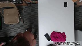 Aroused teen in police uniform engages in dirty fucking during apparel theft