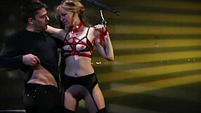 Bound Leather Submissive Delivers Messy Blowjob in Tight Lingerie with Spanking Action