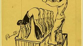 Vintage erotic comic drawings feature anime hentai characters in explicit poses