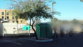 porta gloryhole construction site blowjobs in the outhouse