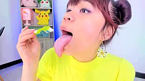 lila jordan brushes her teeth on webcam, showing saliva and tongue in tall fetish style
