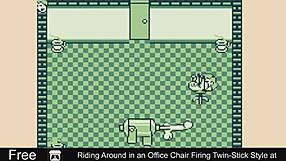 At the office, the twins play a comedic erotic game, riding around in chairs with twin-stick style