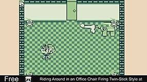 At the office, the twins play a comedic erotic game, riding around in chairs with twin-stick style