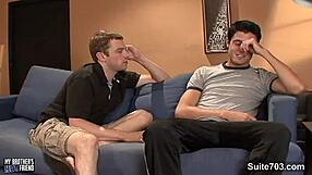 Sweet gay takes hard butt fucking with monster cock in wild session