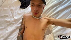 Skinny tattooed carioca proudly displays his big brazilian cock to paulista