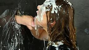 Can you handle watching this eurobabe get drenched in hot gloryhole jizz? Spray after spray!