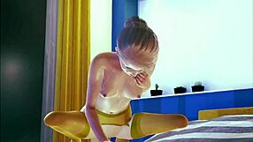 Teen Stocking Solo Masturbation 3D