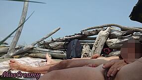 Fitta och kuk flashas på offentlig strand med sprutorgasm - MissCreamy