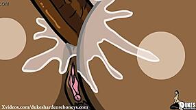 Кръшна черна BBW с голям задник поема огромен кур дълбоко в задника си по време на догистайл аниме действие