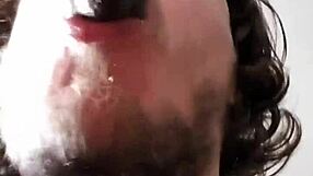 Intense pleasure from big black cock blowjob