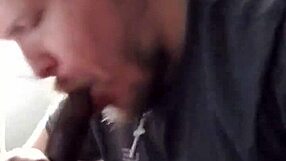 Intense pleasure from big black cock blowjob