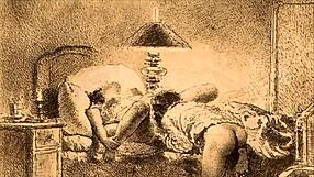 Vintage erotic illustration brings retro charm to steamy cartoon art. Classic style meets bold desire.