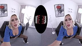 Blonde with big tits masturbates at office