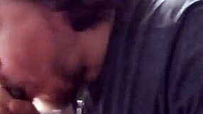 Intense pleasure from big black cock blowjob