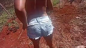 Teen 18+ Brunette Offers Ass To Interracial Gangbang