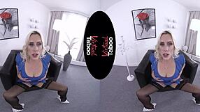 Blonde with big tits masturbates at office