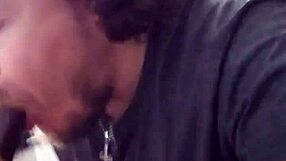 Intense pleasure from big black cock blowjob