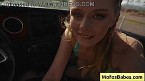 Yo, sahara skye, blonde slutty girl, sucks charles dera’s hard cock in the car
