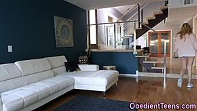 Fetish Teen 18+ on a Leash for Rough Blowjob!