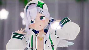 Amane Kanata, is that hentai 3D dance making you undress for sex?