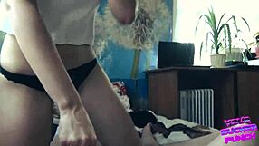 teen gives a sloppy blowjob in the student hostel dorm