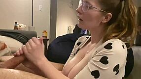 Huge Cock Sprays Huge Tits In Bodysuit