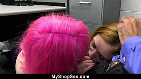 What Naughty Plans Does Mall Guard Have for Shoplifters in Tight 3some?