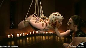 Look at this bound slave spread with chocolate, ready for kinky bondage and rough fucking.