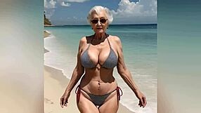 Hey granny, why's your sexy bikini making me crazy with dirty talk? Watch this horny gilf strip nude!